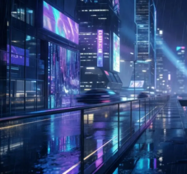 Cyberpunkowy krajobraz miasta